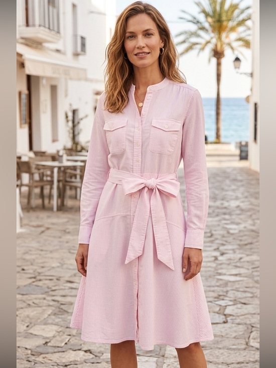 J. Crew Dresses & Skirts - J. Crew Pink Long-Sleeve Shirt Dress with Self-Belt